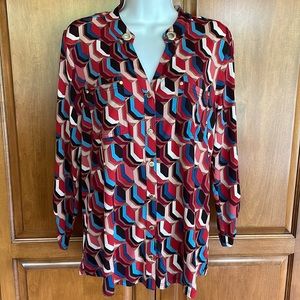 ANNE KLEIN GEOMETRIC PRINT BLOUSE SIZE S EXCELLENT CONDITION!